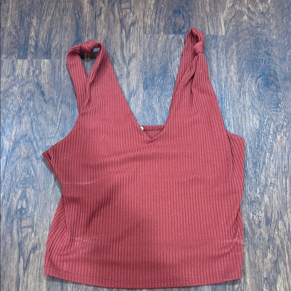 Rust Ribbed Women's Top